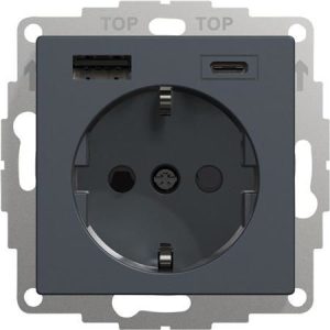 1-vägsuttag 2x USB 3A A+C Ant