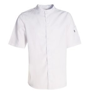 Nybo Vit Unisex Essence Kockjacka, Kortärmad, Stretchbar, Hållbar