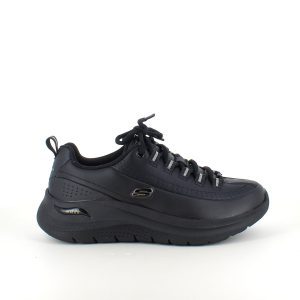 Svart Skechers med slät läderyta